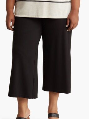 Max Studio Ponte Knit Crop Wide Leg Pants Plus Size